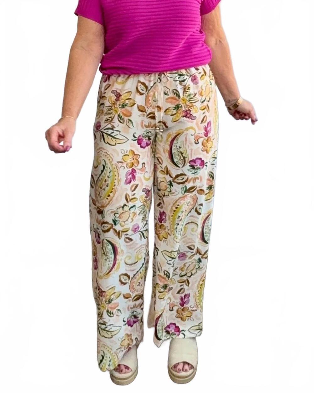 NEW MLLE GABRIELLE pull on pants with elastic in multi